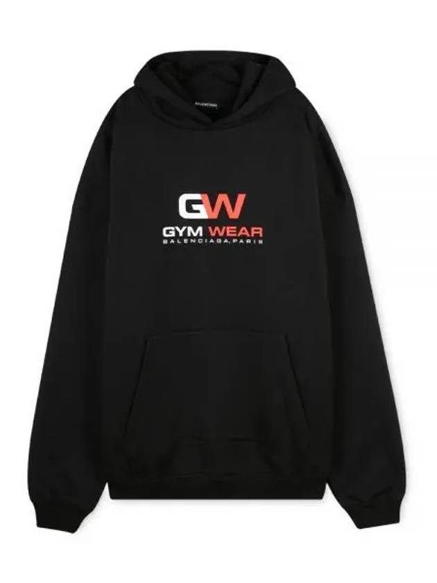 Gymwear Logo Print Cotton Hoodie Black - BALENCIAGA - BALAAN 2