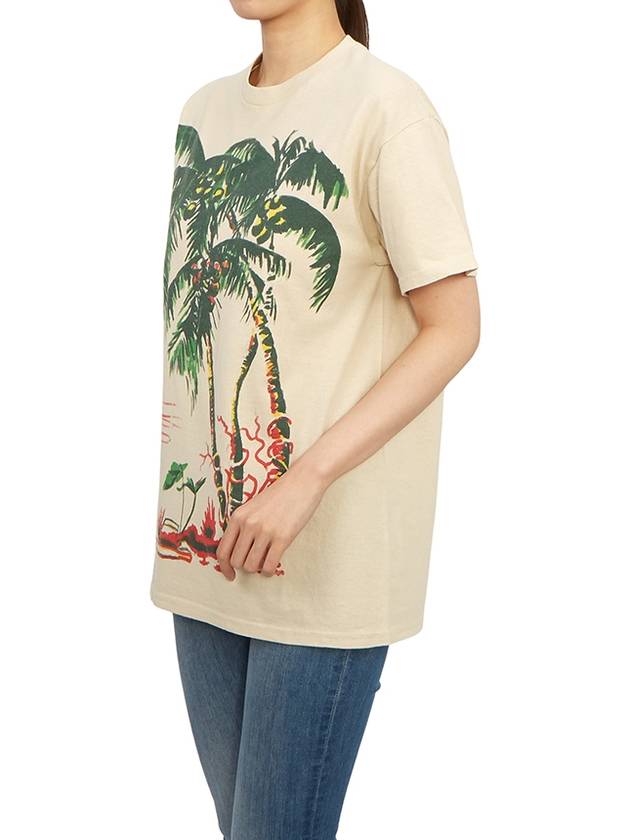 Women s Short Sleeve T Shirt PALM STRON WASHED KHAKI W - WILD DONKEY - BALAAN 4