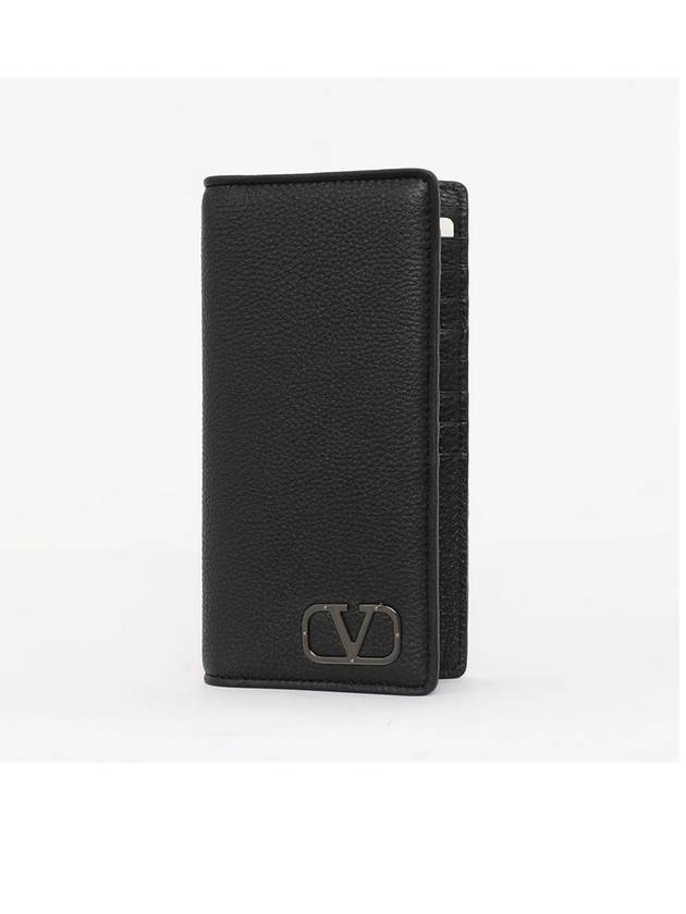 V Logo Card Wallet Black - VALENTINO - BALAAN 1