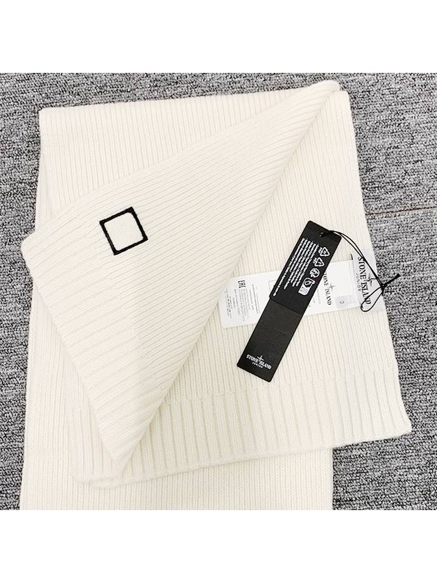 Kids Logo Patch Wool Cashmere Muffler Ivory 7916N02Z3 V0093 - STONE ISLAND - BALAAN 5