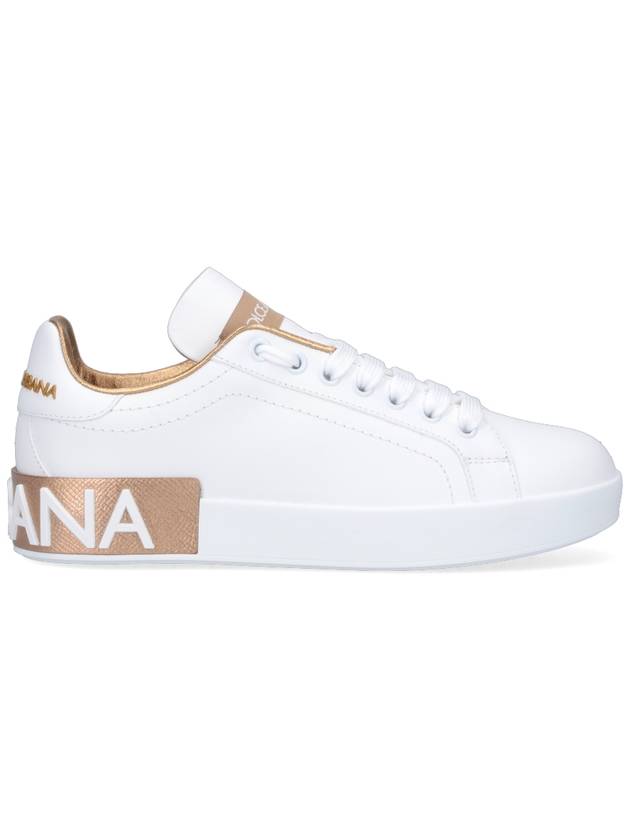 Metallic Logo Low Top Sneakers White - DOLCE&GABBANA - BALAAN 2