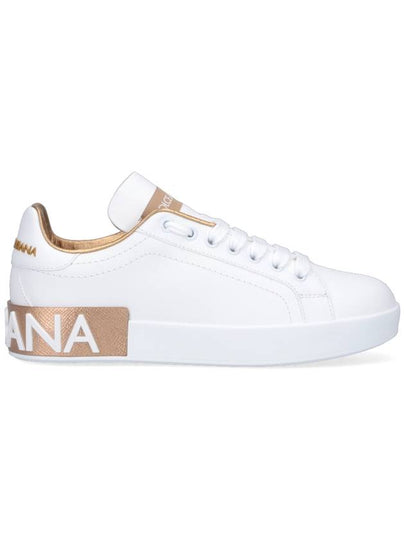 Metallic Logo Low Top Sneakers White - DOLCE&GABBANA - BALAAN 2