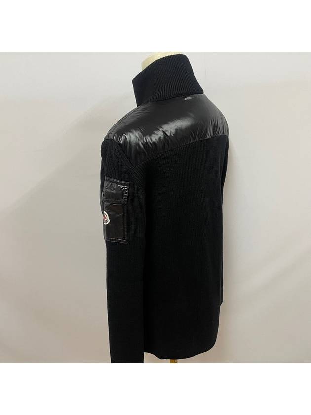 Padded Wool Cardigan Black - MONCLER - BALAAN 5