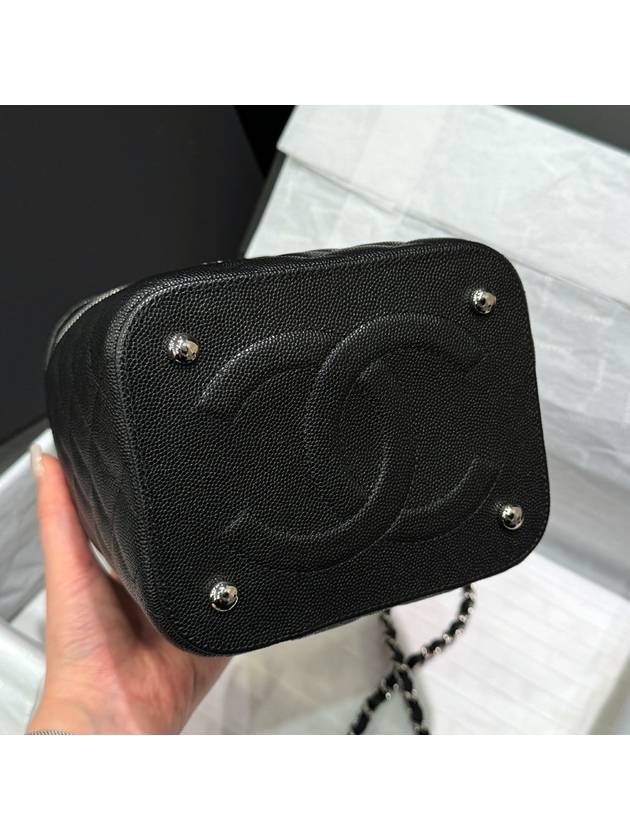 Top handle vanity bag black cosmetic bag caviar - CHANEL - BALAAN 8