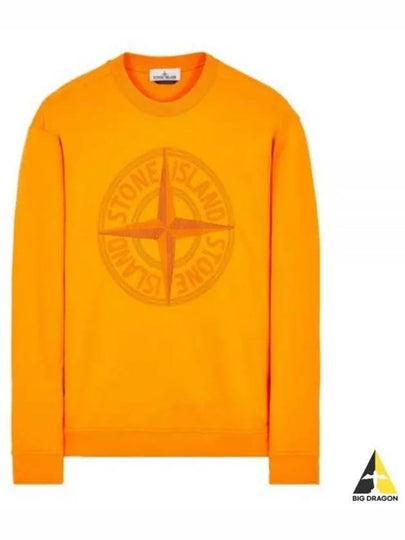 Garment Dyed Stitches Four Print Crewneck Sweatshirt Orange - STONE ISLAND - BALAAN 2