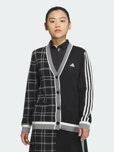 Fully Fashion 3S Checked Cardigan Women s Golf Black IS4754 716062 - ADIDAS - BALAAN 1