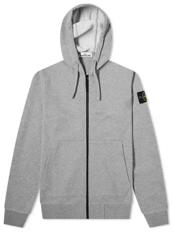 Men's Waffen Patch Fleece Hooded Zip Up Melange Gray - STONE ISLAND - BALAAN 1