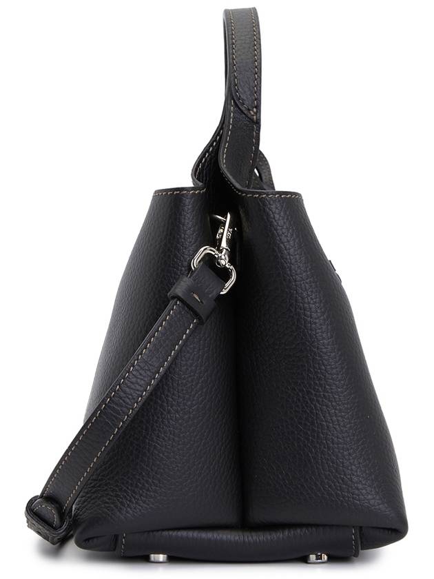 Logo Charm Leather Micro Tote Bag Black - TOD'S - BALAAN 4