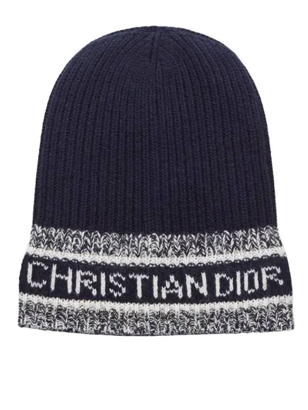 wool cashmere knit beanie navy - DIOR - BALAAN 1