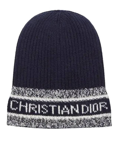 wool cashmere knit beanie navy - DIOR - BALAAN 1