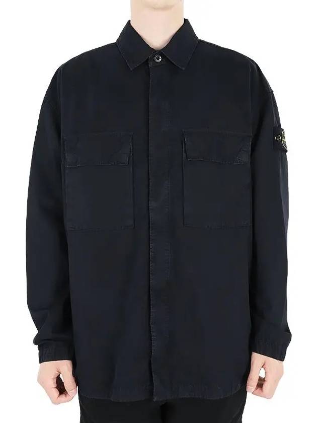 Old Treatment Over Long Sleeve Shirt Navy - STONE ISLAND - BALAAN 3