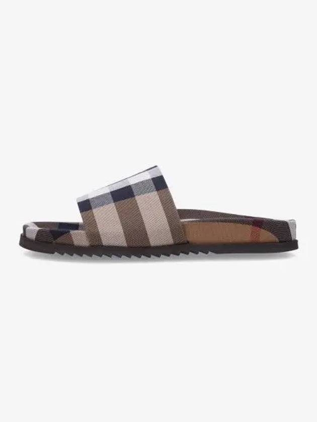 Men's Check Pattern Slippers Brown - BURBERRY - BALAAN 2