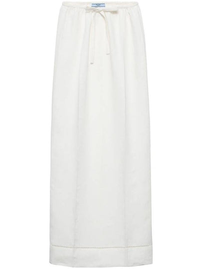 Embroidered Linen Maxi H Line Skirt Ivory - PRADA - BALAAN 2