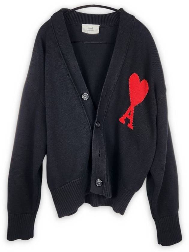 Big heart logo embroidered cardigan - AMI - BALAAN 1