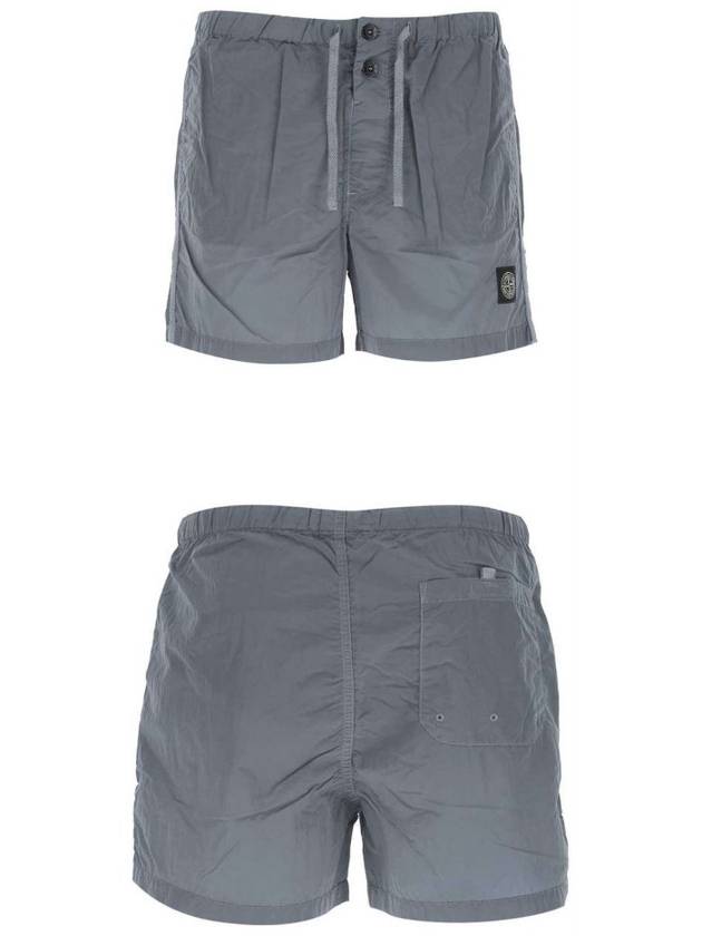 Logo Patch Nylon Metal Swim Shorts Blue Gray - STONE ISLAND - BALAAN.