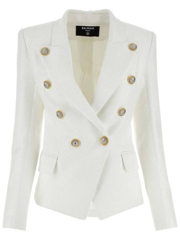 Viscose Blazer Jacket White - BALMAIN - BALAAN 2