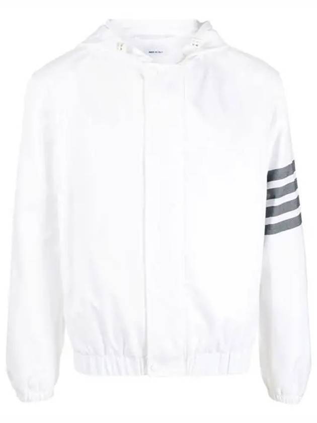 4 Bar Cotton Hooded Jacket White - THOM BROWNE - BALAAN 1