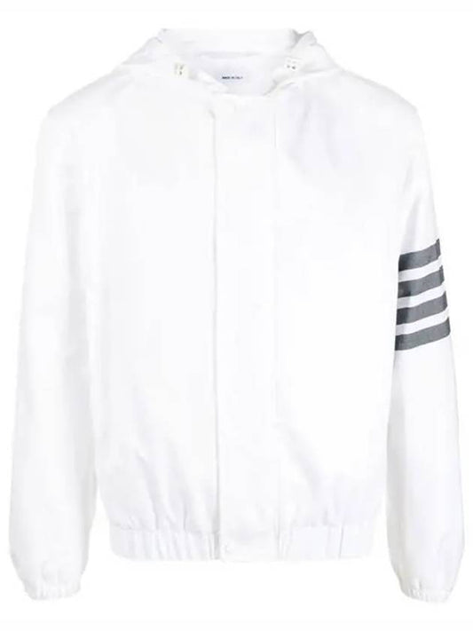 4 Bar Cotton Hooded Jacket White - THOM BROWNE - BALAAN 1