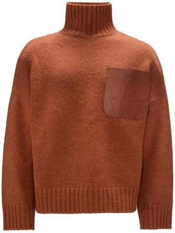 Leather patch pocket turtleneck brown - JW ANDERSON - BALAAN 1