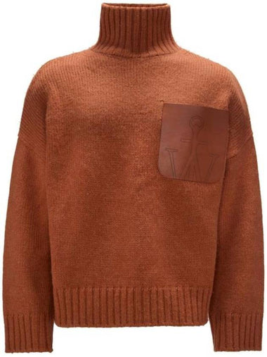 Leather patch pocket turtleneck brown - JW ANDERSON - BALAAN 1