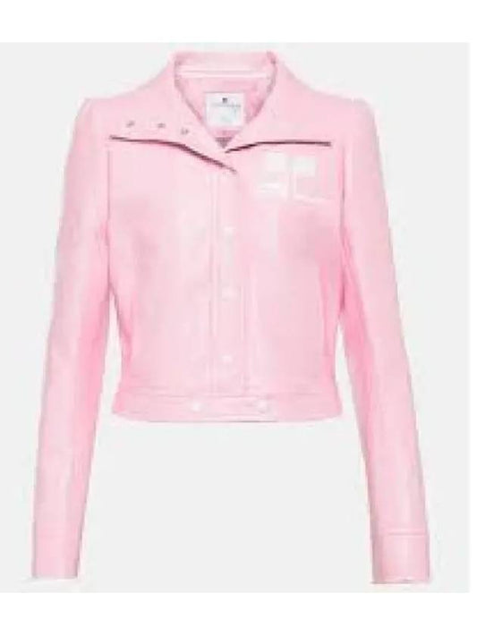 Vinyl Collared Button-Up Jacket Pink - COURREGES - BALAAN 2