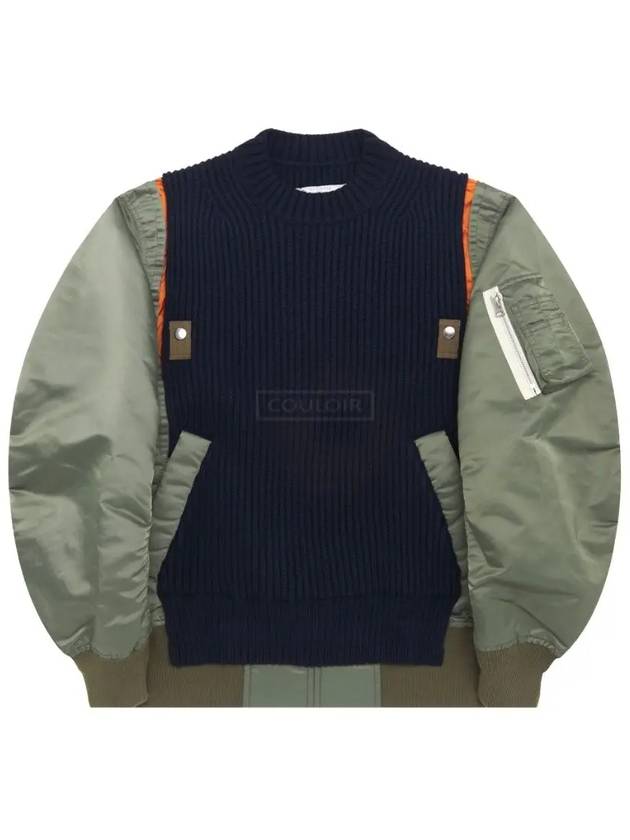 Nylon twill mix knit pullover NAVY 2202827M - SACAI - BALAAN 1