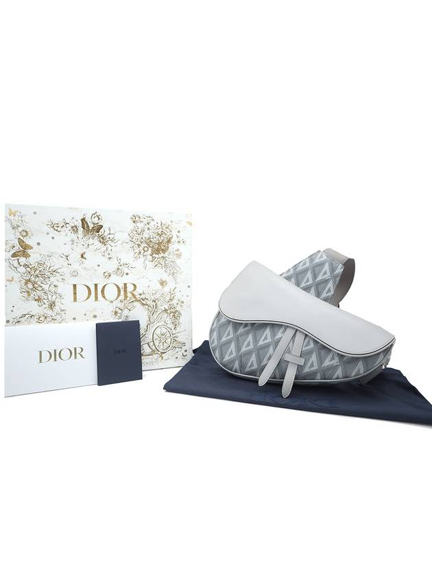 Women s Dior Christian 1ADPO093CDP H43E Gray CD Diamond Canvas Saddle Cross Bag gt shoulder Gangbuk used luxury goods - DIOR - BALAAN 3