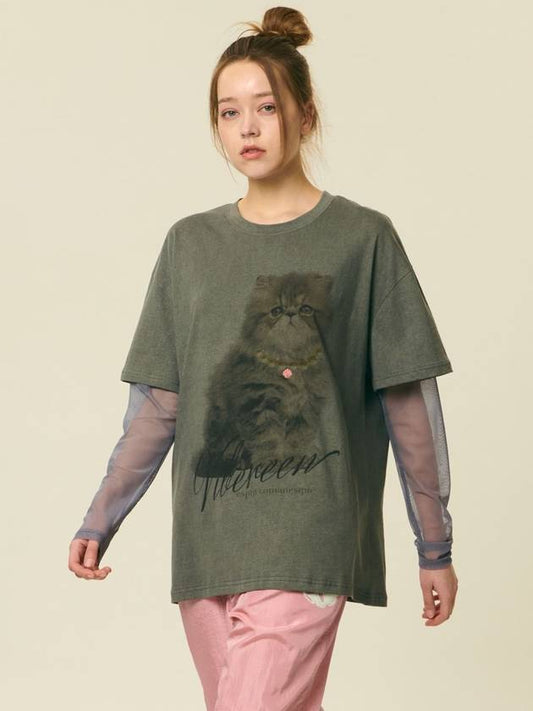 24 Bella Cat Mesh Layered TShirt_Pigment Gray - VIBEREEN - BALAAN 2