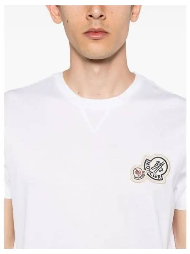 Double Logo Patch Round Short Sleeve T-Shirt White - MONCLER - BALAAN 5