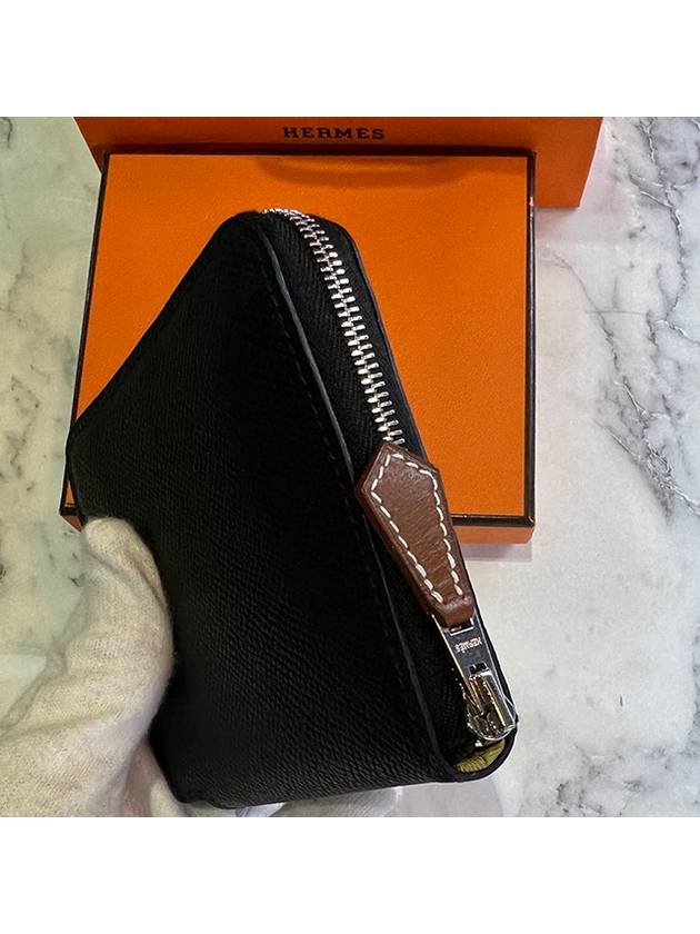 Appsong Silkin Zipper Compact Medium Wallet Black - HERMES - BALAAN 3