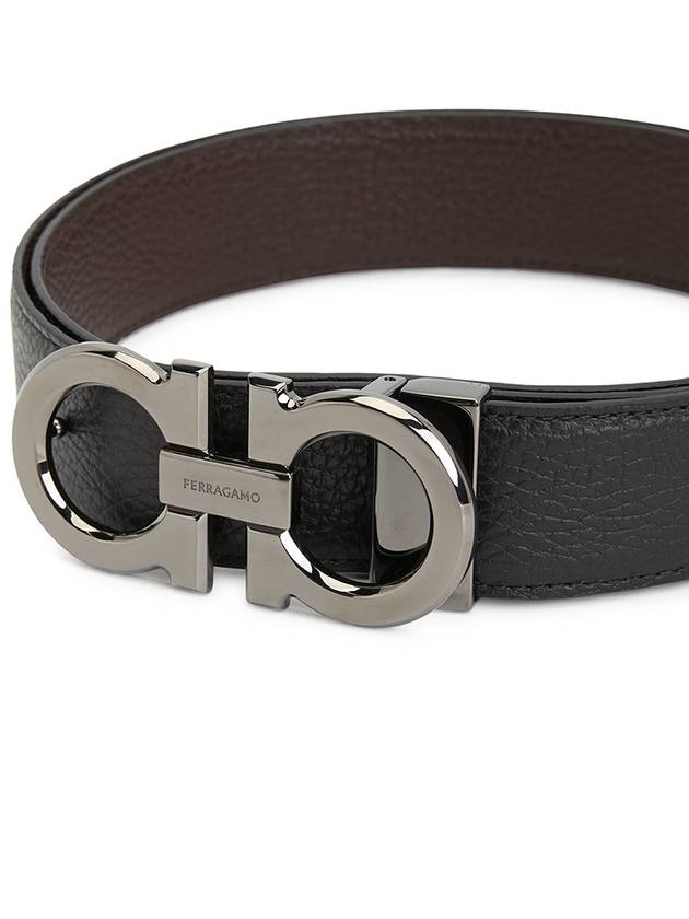 Reversible Gancini Leather Belt Dark Brown Black - SALVATORE FERRAGAMO - BALAAN 7