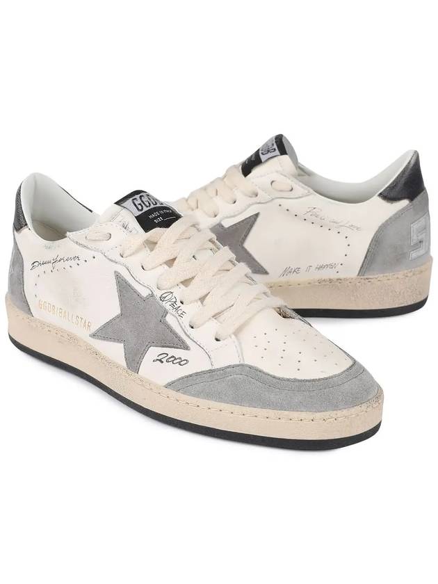 Ball Star Leather Low Top Sneakers Grey White - GOLDEN GOOSE - BALAAN 4