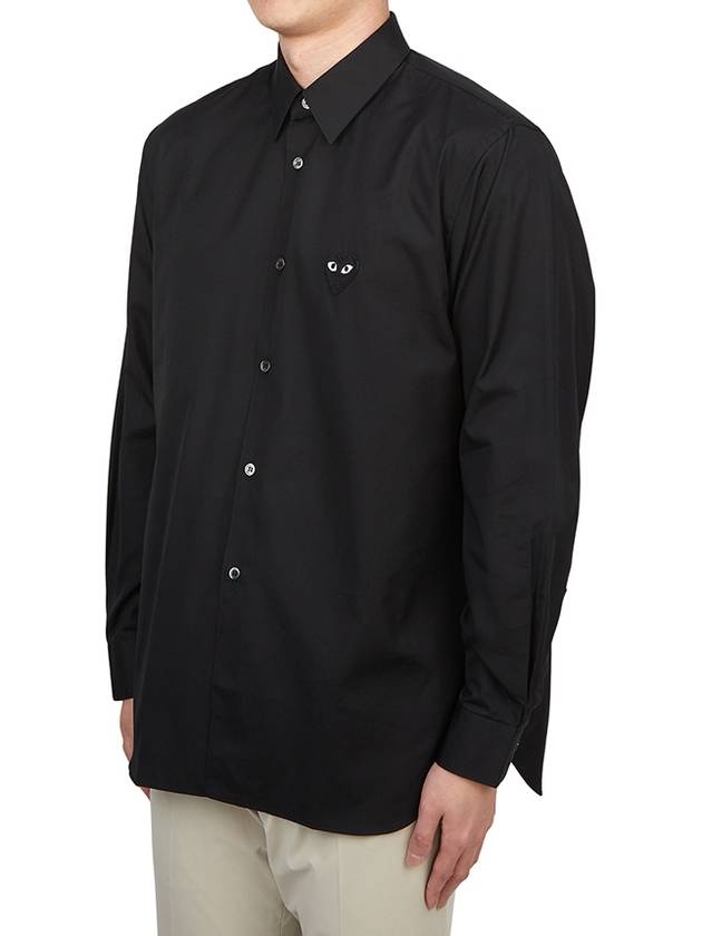 Heart Patch Poplin Long Sleeve Shirt Black - COMME DES GARCONS PLAY - BALAAN 3