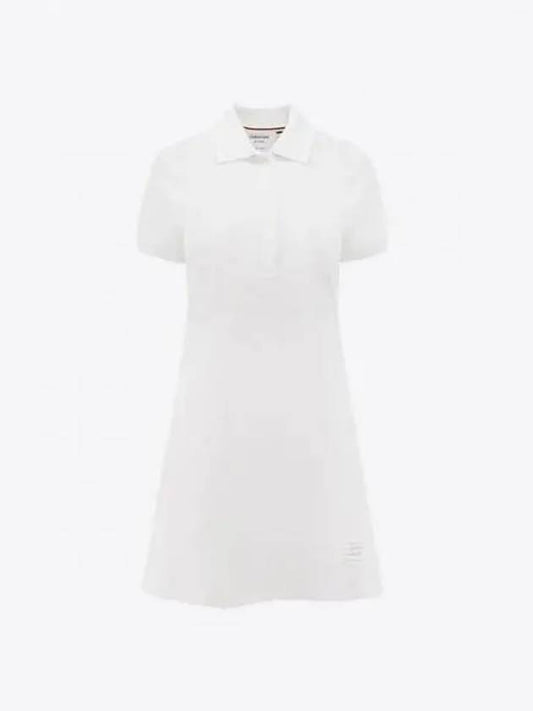 Women's Logo Patch Tennis Flare Short Dress White - THOM BROWNE - BALAAN 2