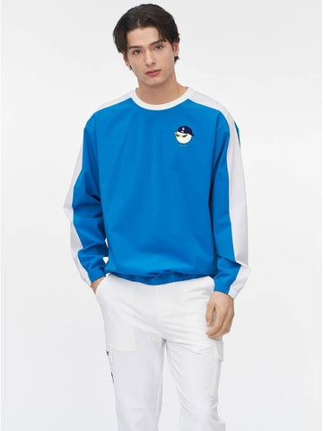 Swag ball line color scheme woven sweatshirt coral blue - GOXO - BALAAN 1