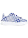 Box Check Print Leather Low Top Sneakers Royal Blue - BURBERRY - BALAAN 2