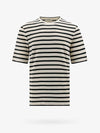 Striped Motif Cotton Short Sleeved T-shirt Beige Grey - JIL SANDER - BALAAN 1