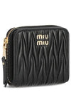 Matelasse Logo Zip Around Half Wallet Black - MIU MIU - BALAAN 2