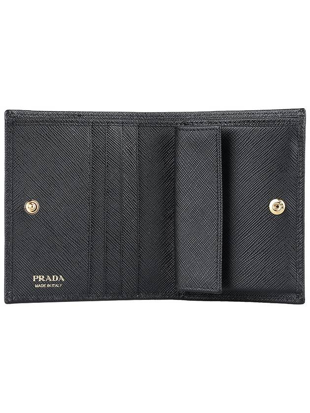 Gold Hardware Triangle Logo Saffiano Half Wallet Black - PRADA - BALAAN 5