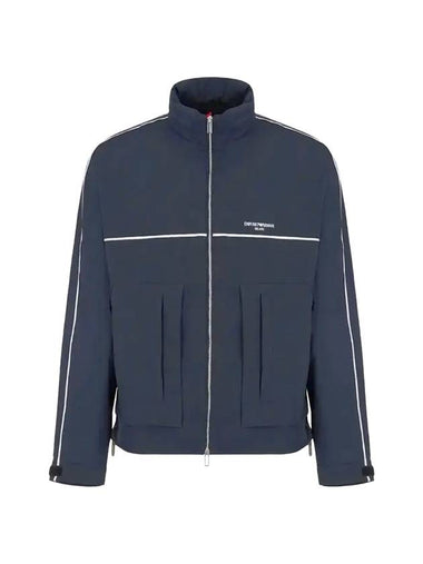 Men's Double Zipper Classic Logo Jacket Navy - EMPORIO ARMANI - BALAAN 1