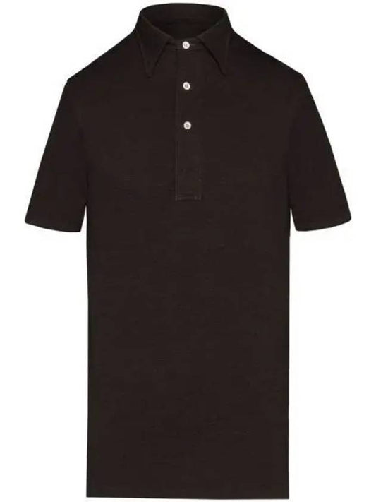 Collared Knit Pique Polo Shirt Dark Brown - MAISON MARGIELA - BALAAN 2