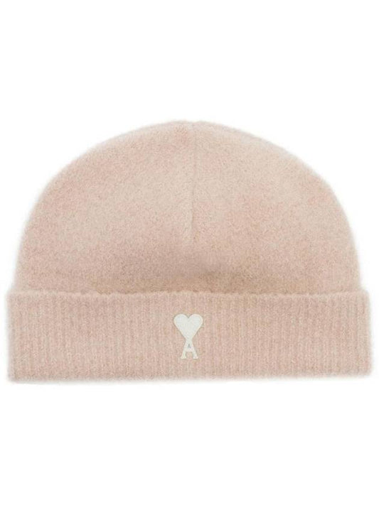 Cloudy Wool Alpaca Hair Knit Beanie Pink - AMI - BALAAN 1