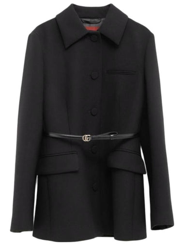 wool crepe jacket black - GUCCI - BALAAN 1