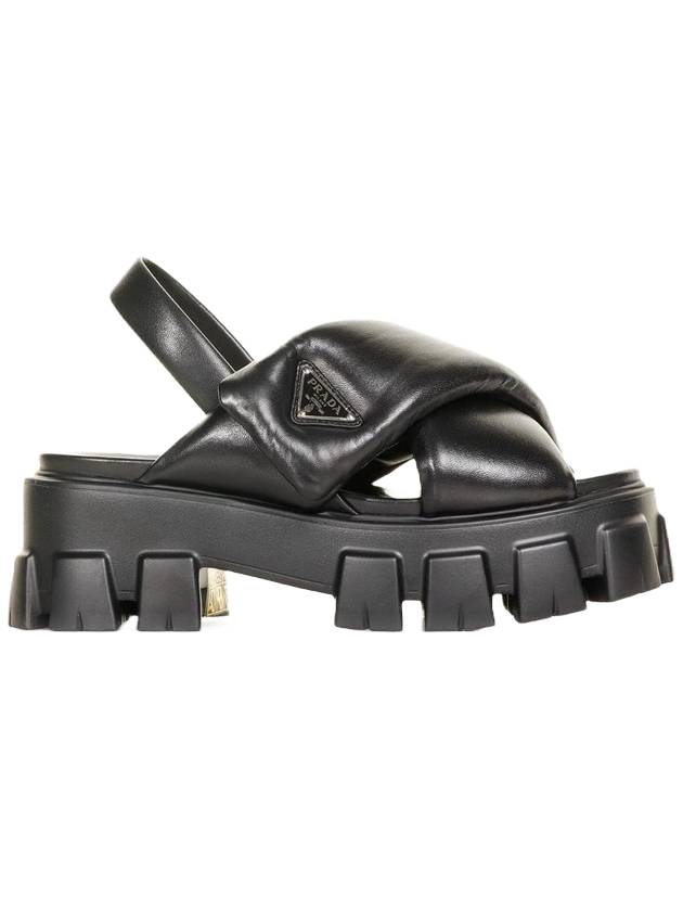 Monolith Padded Nappa Leather Sandals Black - PRADA - BALAAN 1