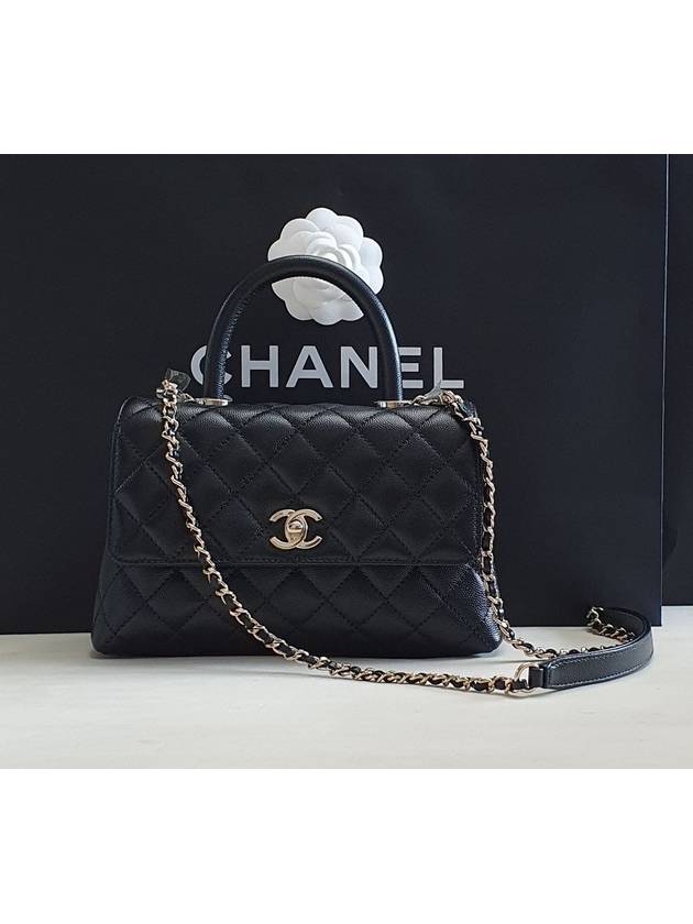 Coco Handle Caviar Gold Small Tote Bag Black - CHANEL - BALAAN 2