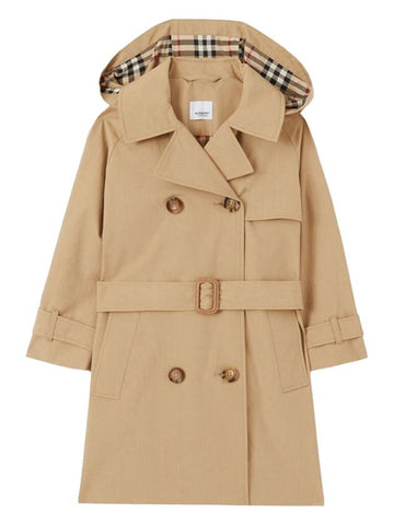 Kids Detachable Hooded Pleated Trench Coat Beige - BURBERRY - BALAAN 1