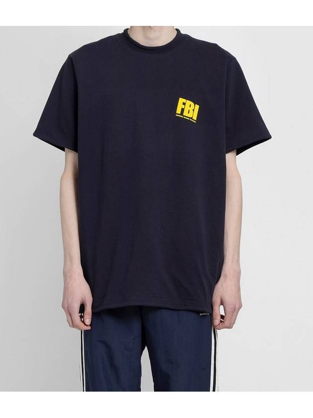 FBI Print Reversible Short Sleeve T-Shirt Navy - BALENCIAGA - BALAAN 3