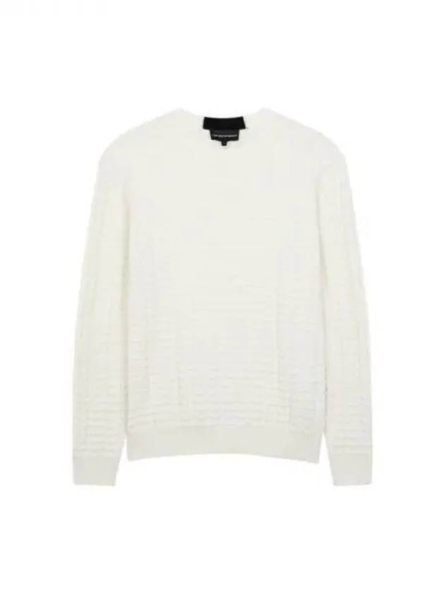 Men s Triangle Pattern Crew Neck Knit Ivory 271094 - EMPORIO ARMANI - BALAAN 1