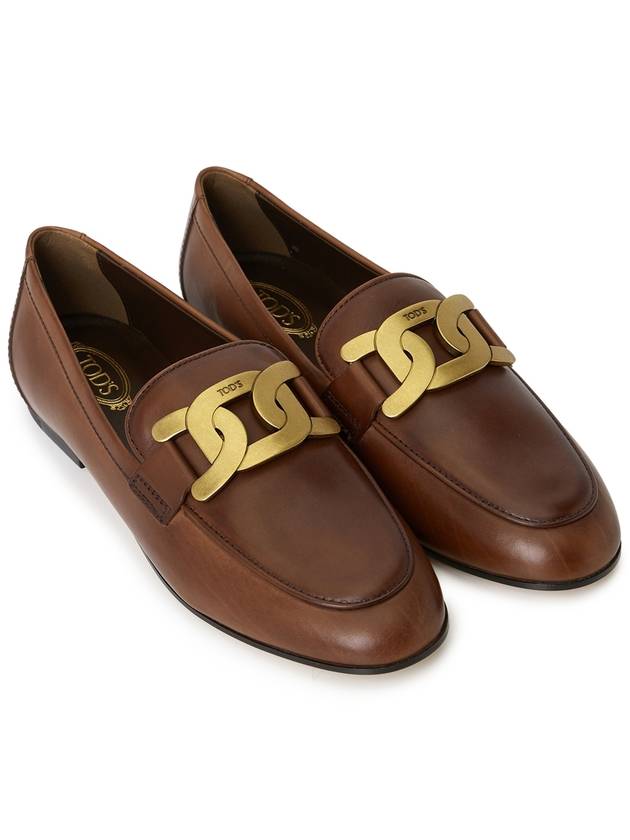 Kate Metal Logo Leather Loafers Brown - TOD'S - BALAAN 4