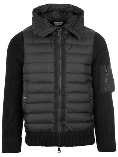 Logo Patch Padded Wool Cardigan Black - MONCLER - BALAAN 2